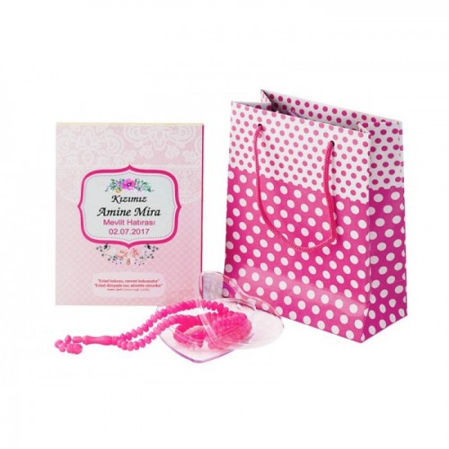 Pembe desenli Yasin ve gül kokulu tesbih