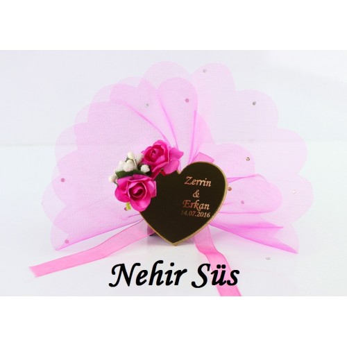 Fuşya Kalpli Pleksi Ayna