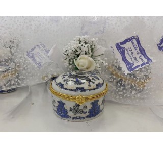 Mavi Çicekli Porselen Kutu