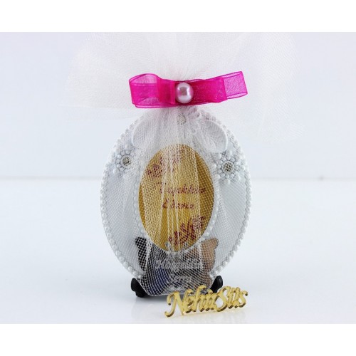 Taşli Kelebekli Oval Çerçeve