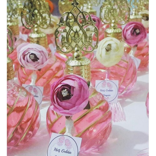 Nikah Şekerleri - Kubbeli süslü Kolonya Şişesi